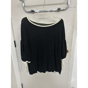 Talbots Black Blouse with Cream Lining and Ties size 1X